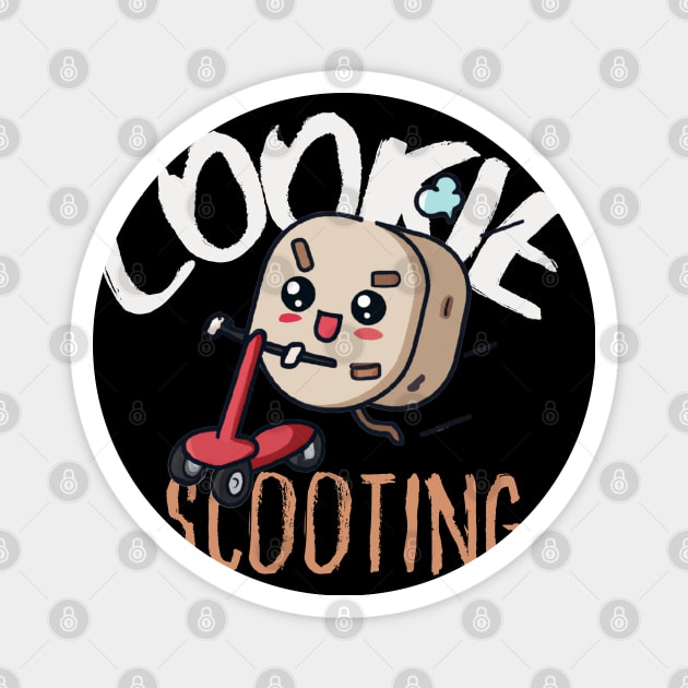 Funny E-Scooter, Cute Kawaii Cookie Driving Scooter Magnet by maxdax